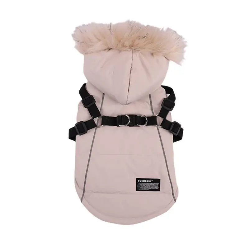 Waterproof Hooded Jacket With Harness for small Dog