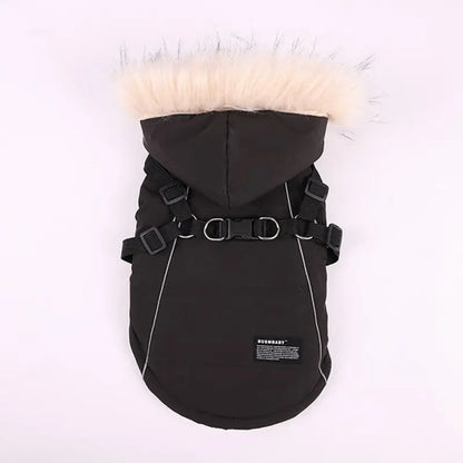 Waterproof Hooded Jacket With Harness for small Dog