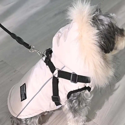 Waterproof Hooded Jacket With Harness for small Dog