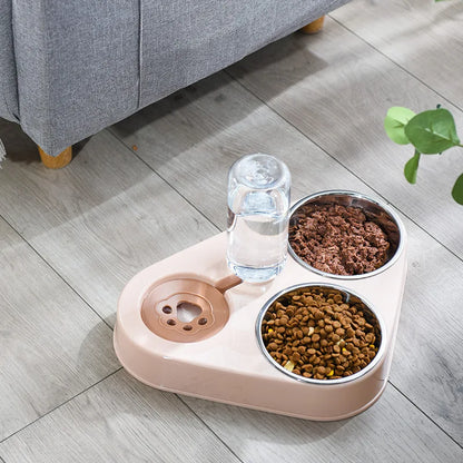 Pet Feeder Bowl With Water Bottle