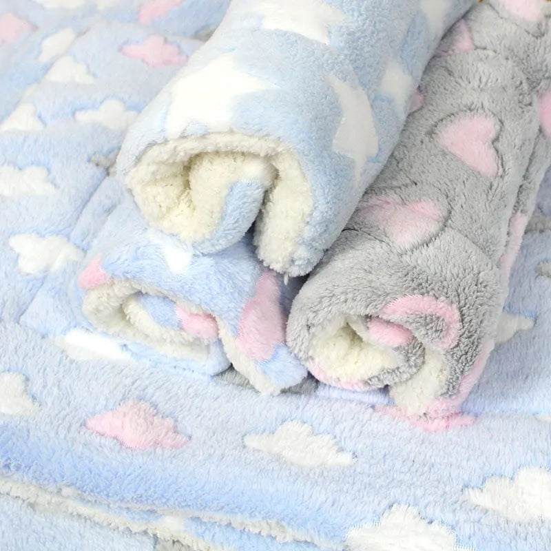Dog Cat Bed Soft Flannel Blanket Pad