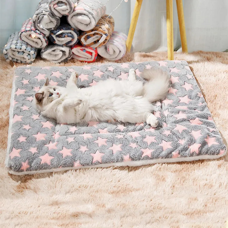 Dog Cat Bed Soft Flannel Blanket Pad