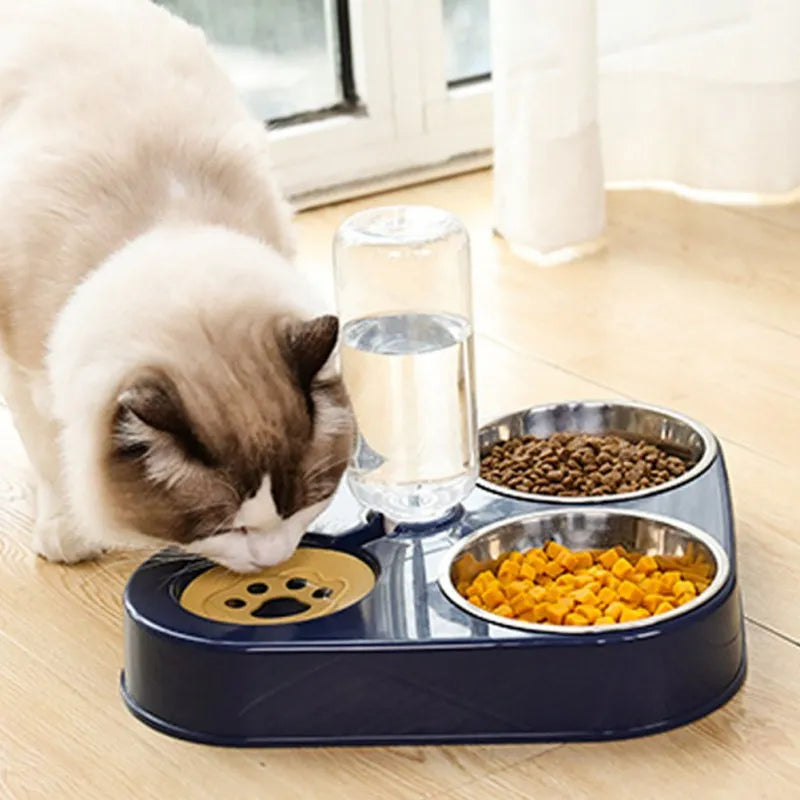 Pet Feeder Bowl With Water Bottle